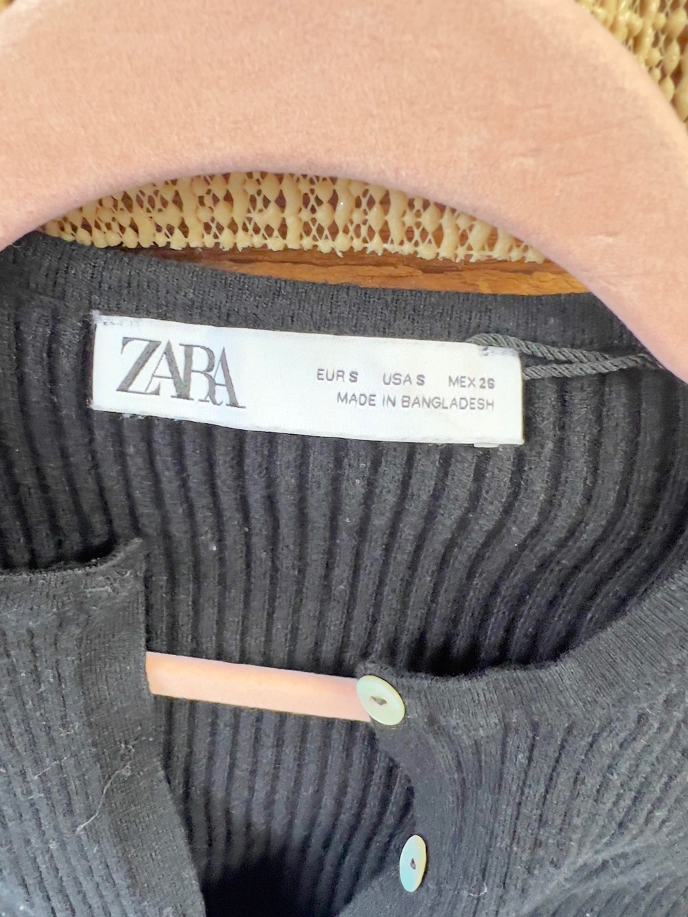 Zara Black Ribbed Button Cardigan - Picture 2 of 5